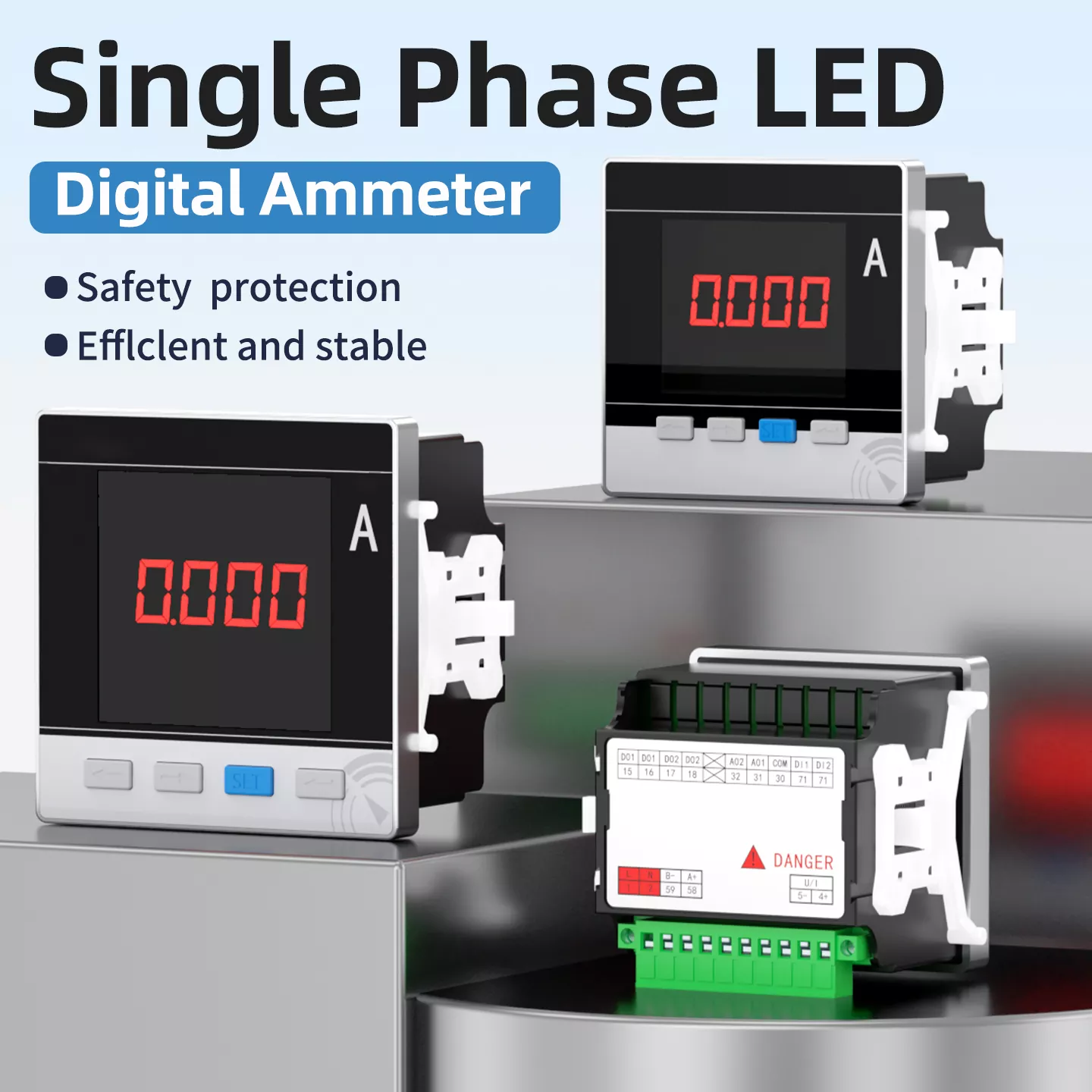 مقياس التيار الكهربائي الرقمي LED أحادي الطور