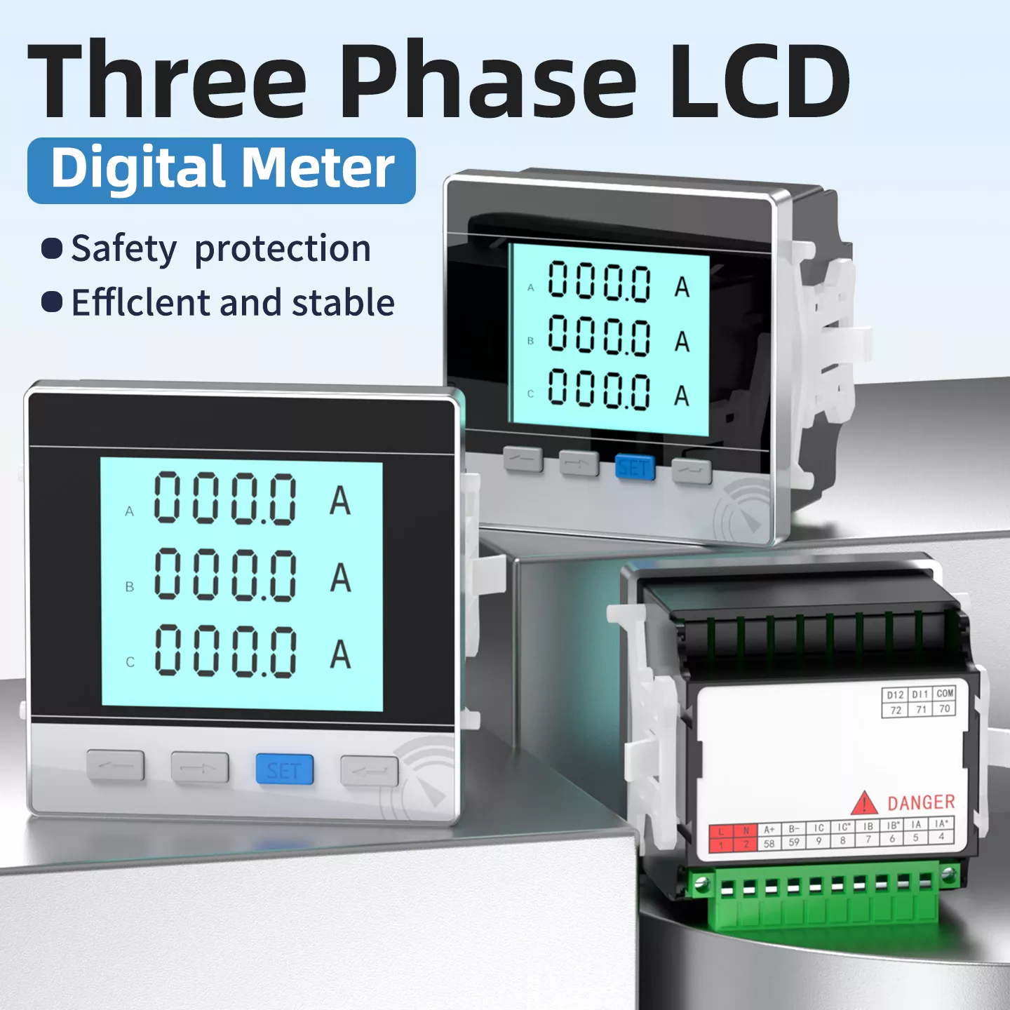 عداد رقمي LCD ثلاثي الطور