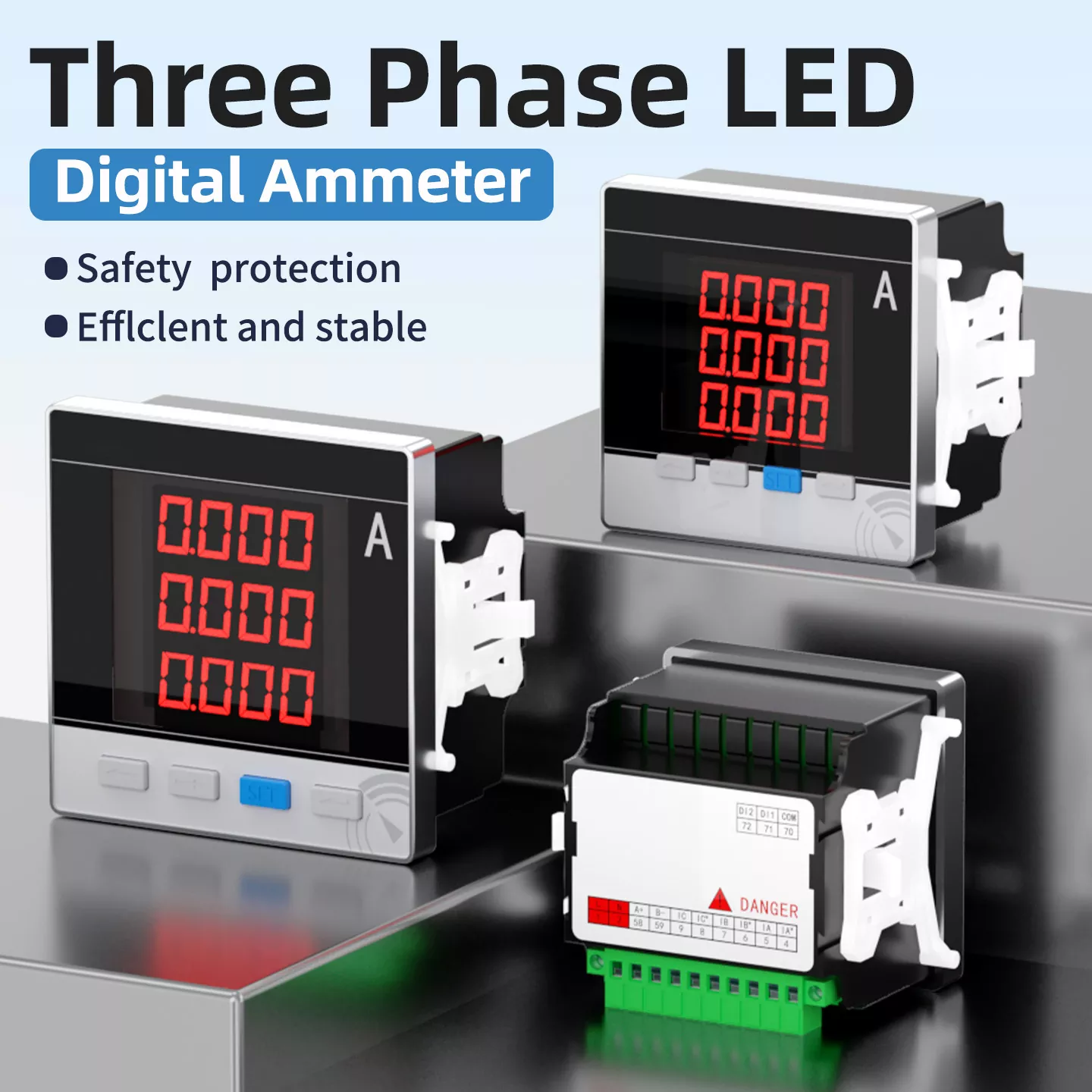 مقياس التيار الكهربائي الرقمي ثلاثي الطور LED