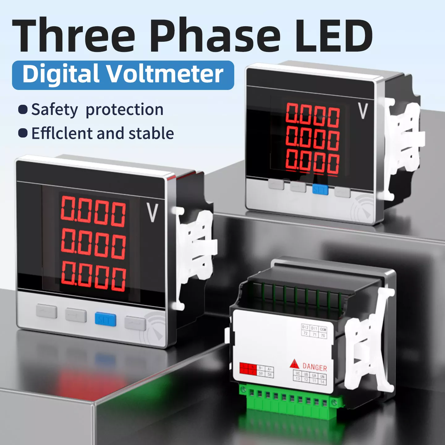 جهاز قياس الفولتميتر الرقمي ثلاثي الطور LED
